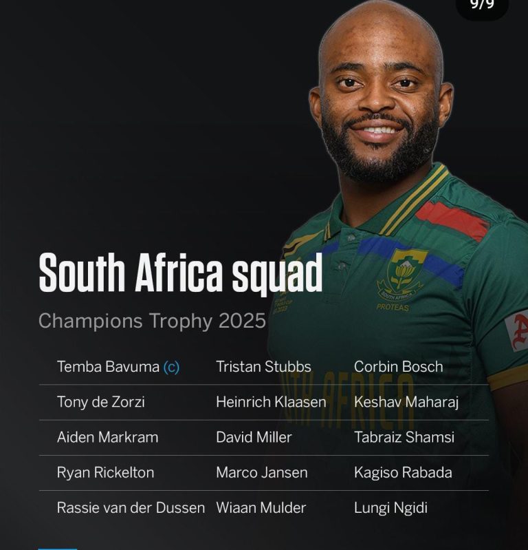 Proteas Squad Announced for Champions Trophy 2025