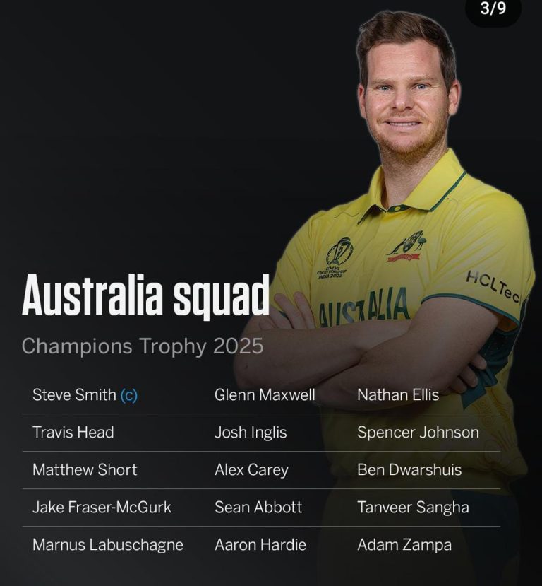 Australia Announces Champions Trophy 2025 Squad