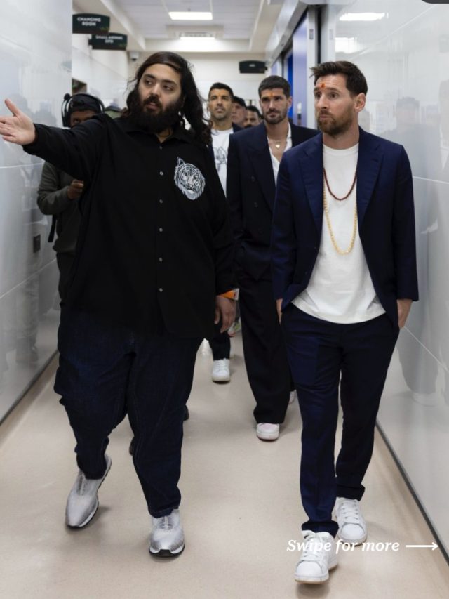 Ambani showing Vantra to Messi