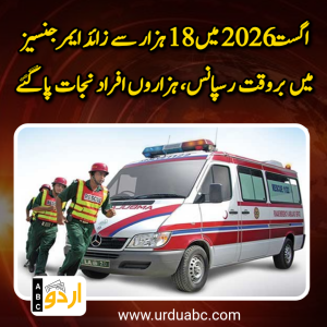 ریسکیو 1122 خیبرپختونخوا کی ماہانہ رپورٹ: اگست 2026 میں 18 ہزار سے زائد ایمرجنسیز میں بروقت رسپانس، ہزاروں افراد نجات پا گئے