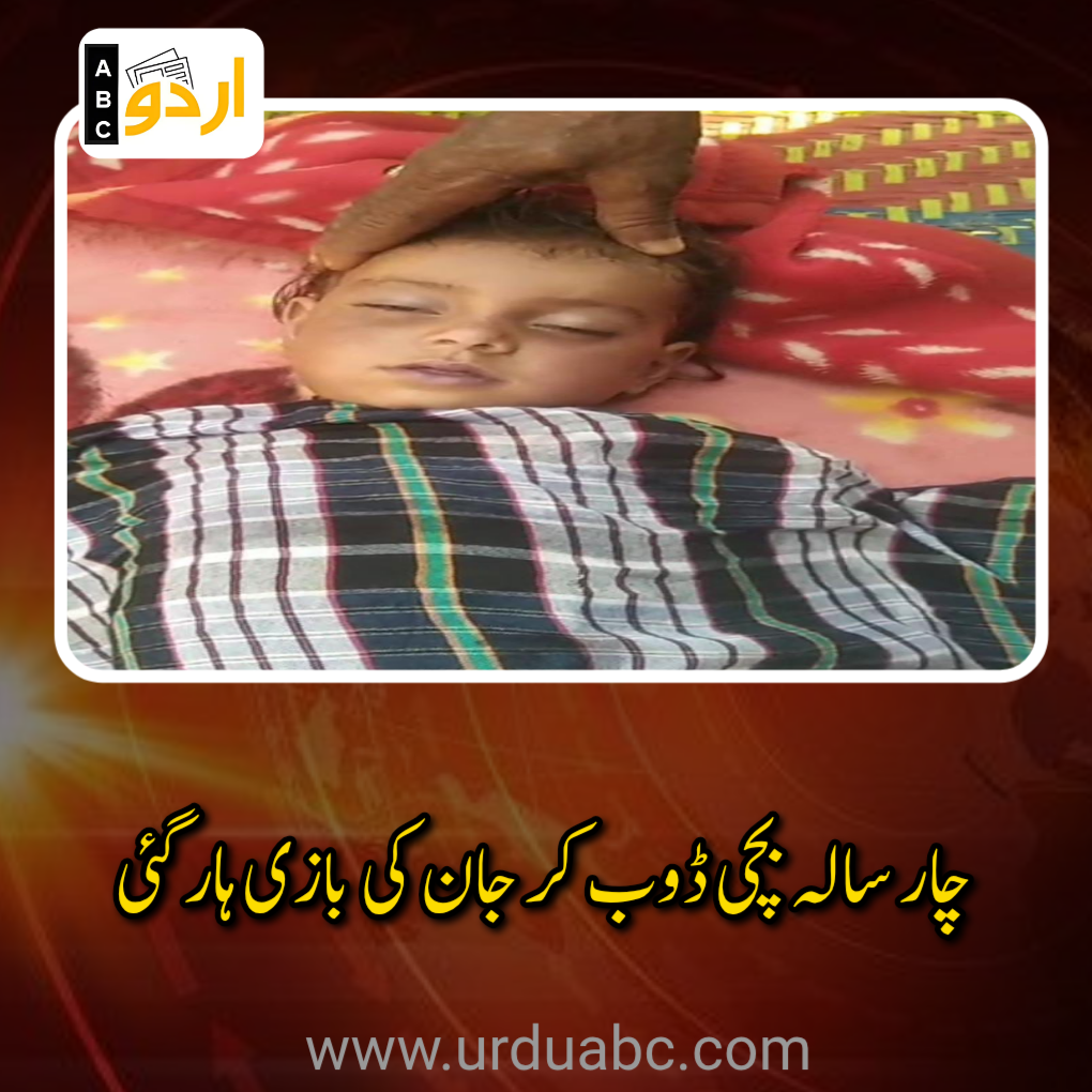 Innocent child drone in fish pond